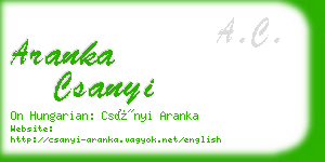 aranka csanyi business card